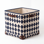 Linen Geometric Print Storage Basket — Soft Living Collection