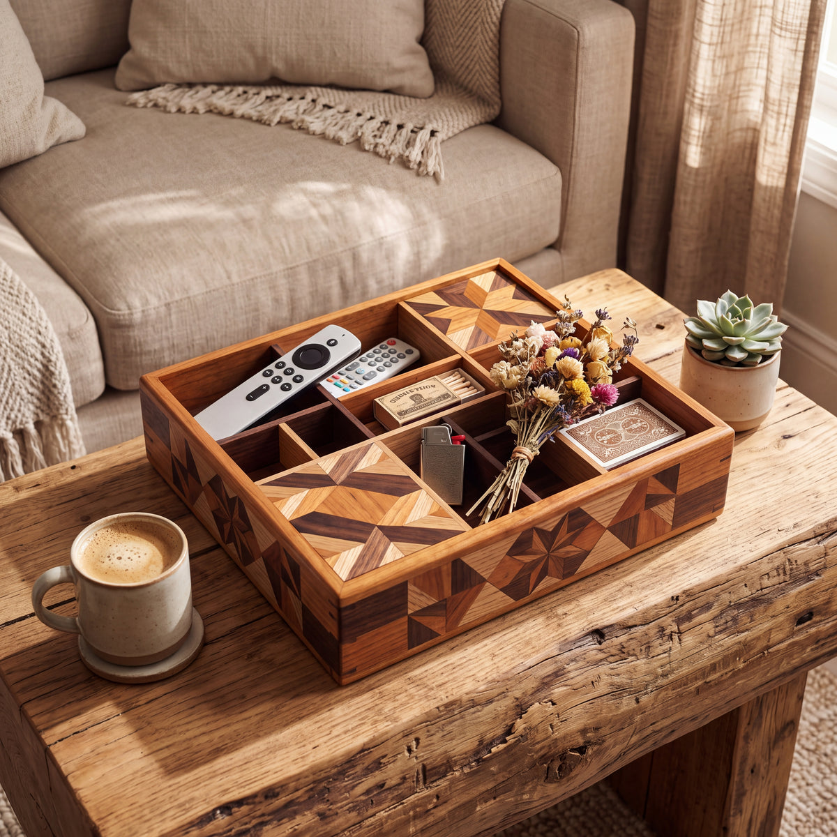 Marquetry Compartment Tray — Forest Collection