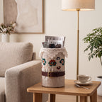 Linen Lace Floral Embroidered Cylinder Basket — Soft Living Collection