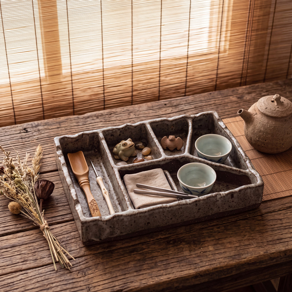 Handmade Ceramic 6-Compartment Tray — Clay Collection