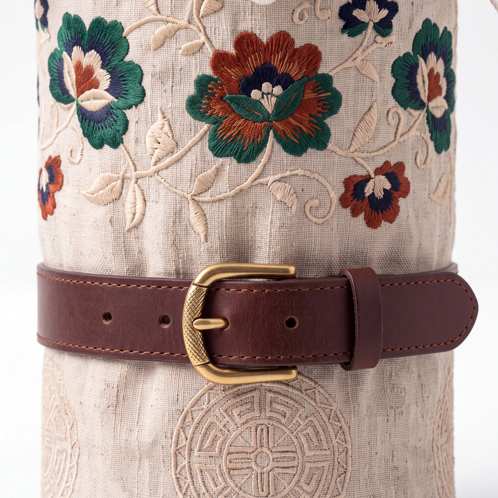 Linen Lace Floral Embroidered Cylinder Basket — Soft Living Collection