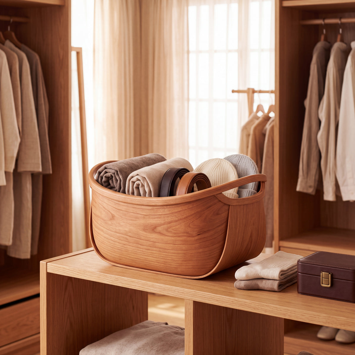 Steam-Bent Wood Carry Basket — Forest Collection