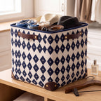 Linen Geometric Print Storage Basket — Soft Living Collection