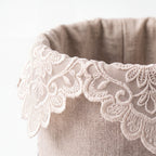Linen Lace Floral Embroidered Cylinder Basket — Soft Living Collection