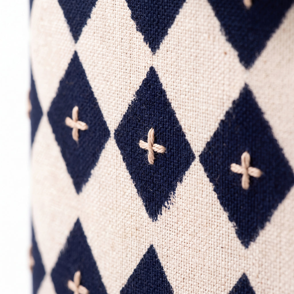 Linen Geometric Print Storage Basket — Soft Living Collection