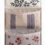 Linen Patchwork Embroidered Wall Organizer — Soft Living Collection