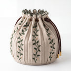 Linen Embroidered Pleated Storage Basket — Soft Living Collection