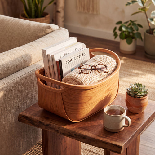 Steam-Bent Wood Carry Basket — Forest Collection