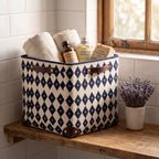 Linen Geometric Print Storage Basket — Soft Living Collection