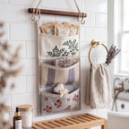 Linen Patchwork Embroidered Wall Organizer — Soft Living Collection