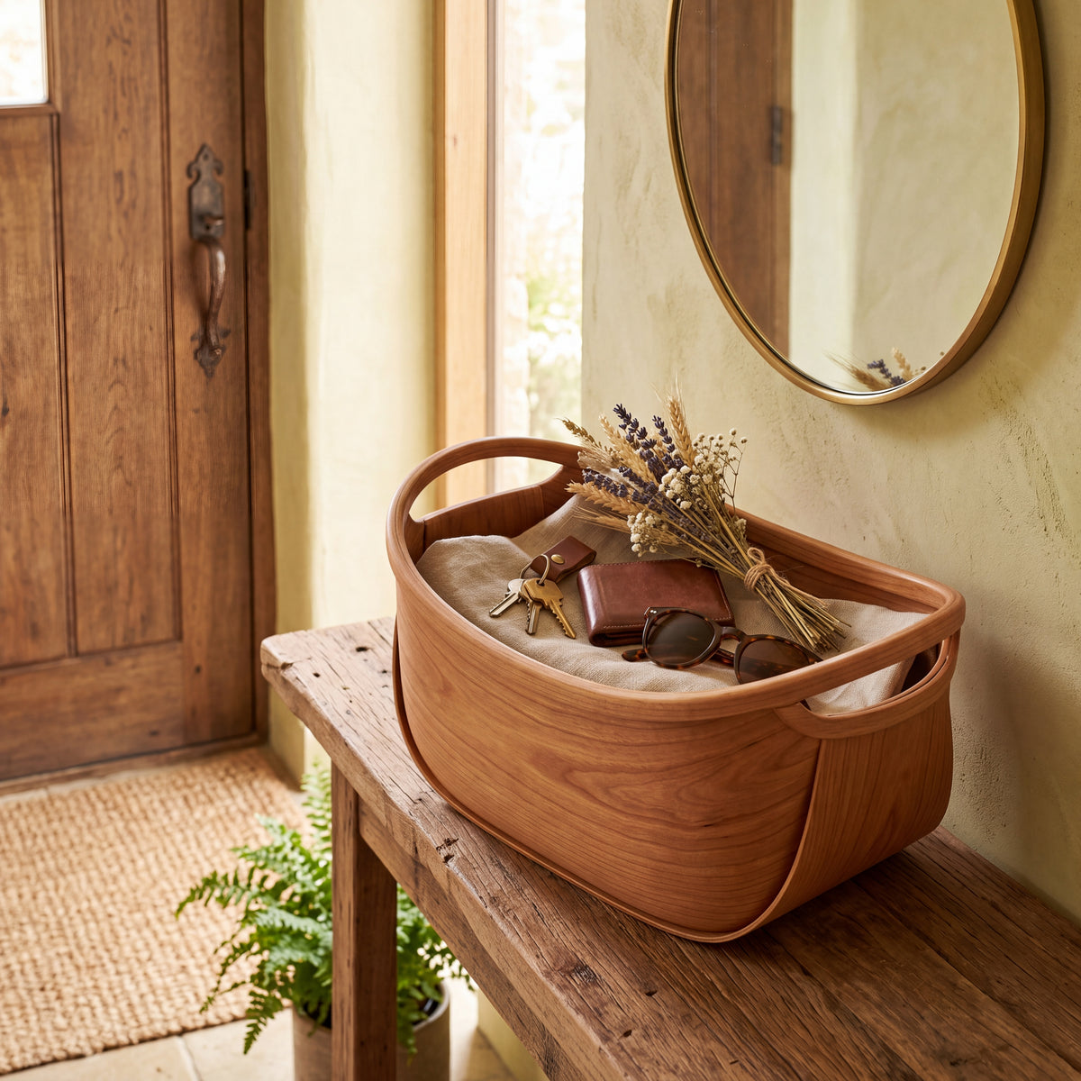 Steam-Bent Wood Carry Basket — Forest Collection