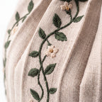 Linen Embroidered Pleated Storage Basket — Soft Living Collection