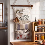 Linen Patchwork Embroidered Wall Organizer — Soft Living Collection