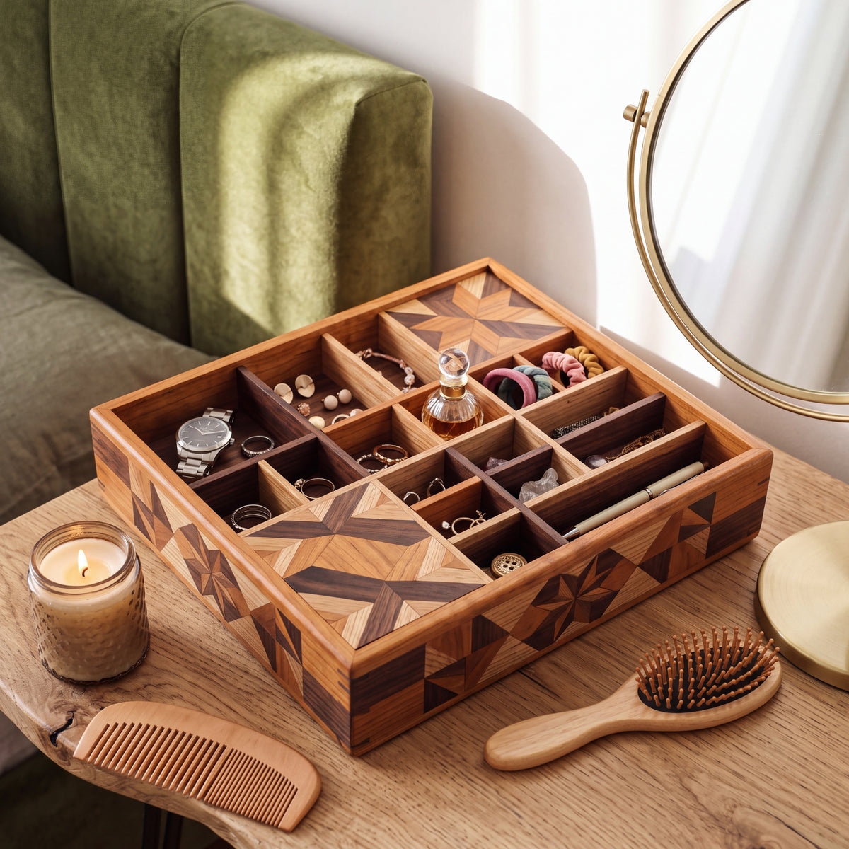 Marquetry Compartment Tray — Forest Collection