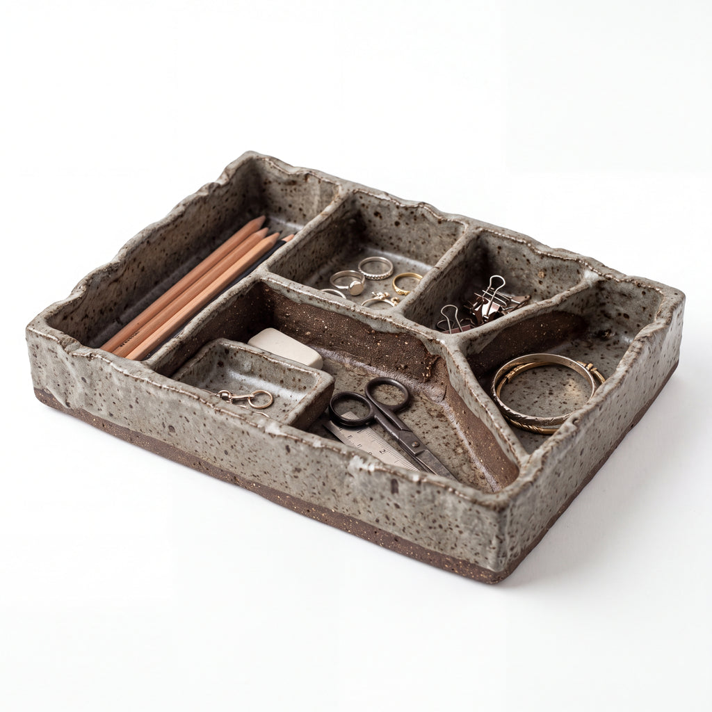 Handmade Ceramic 6-Compartment Tray — Clay Collection