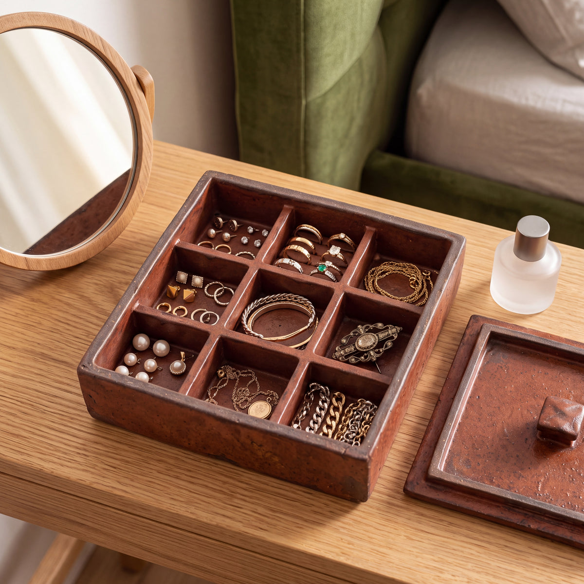 Handmade Ceramic 9-Compartment Lidded Box — Clay Collection