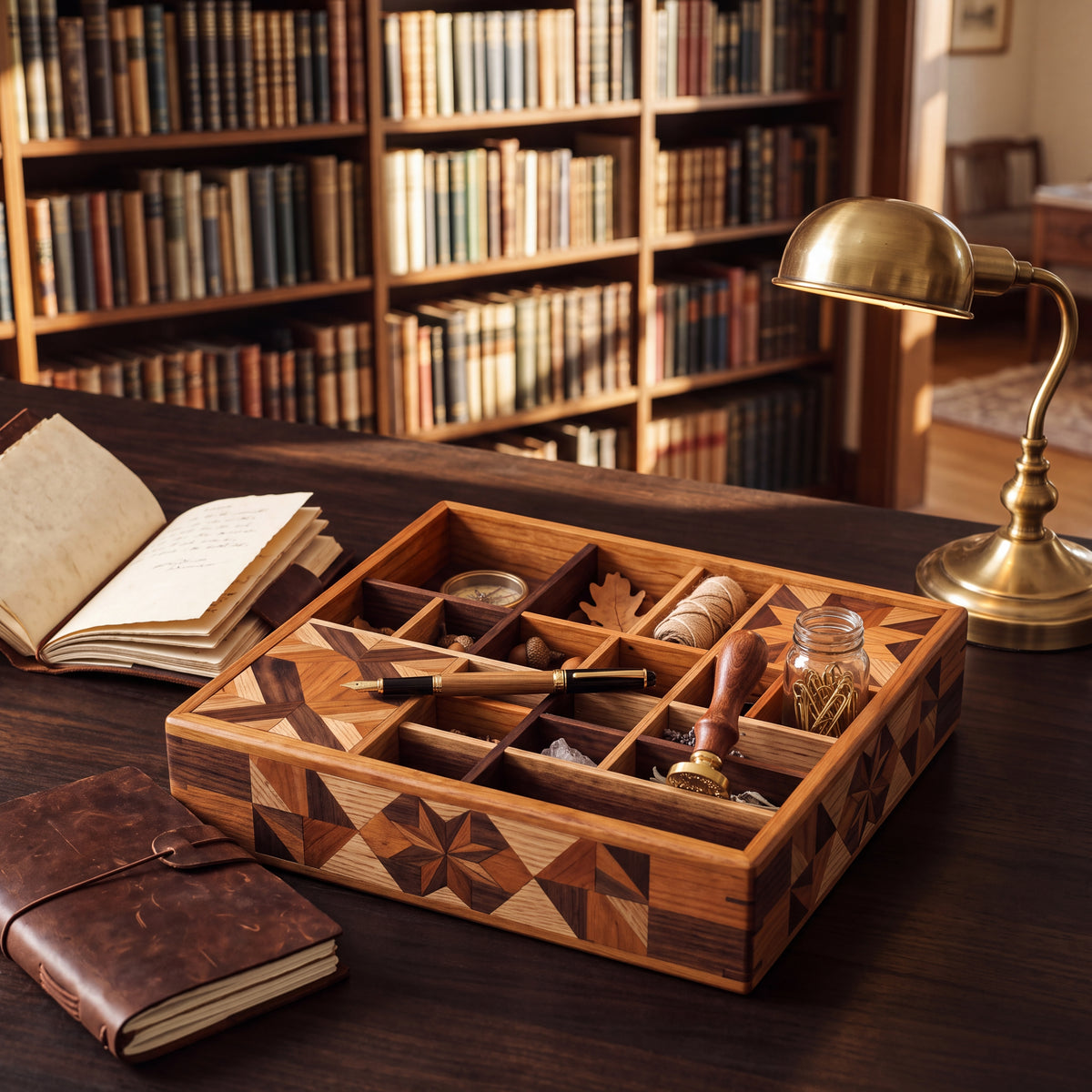 Marquetry Compartment Tray — Forest Collection