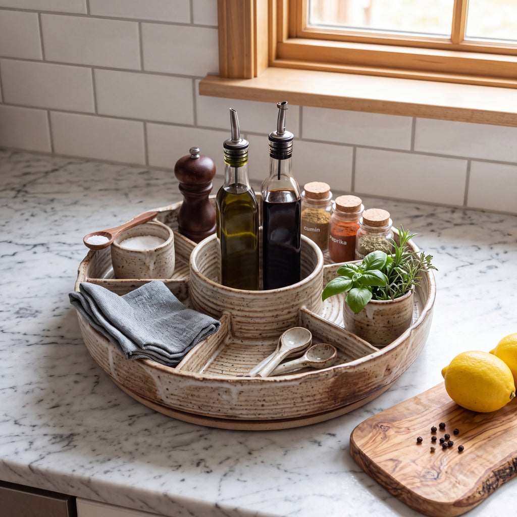 Handmade Ceramic Rotating Organizer — Clay Collection